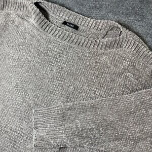 EVANS Chenille Knit Sweater Gray Crew Neck Long Sleeve Cozy Top Women Size 22/24